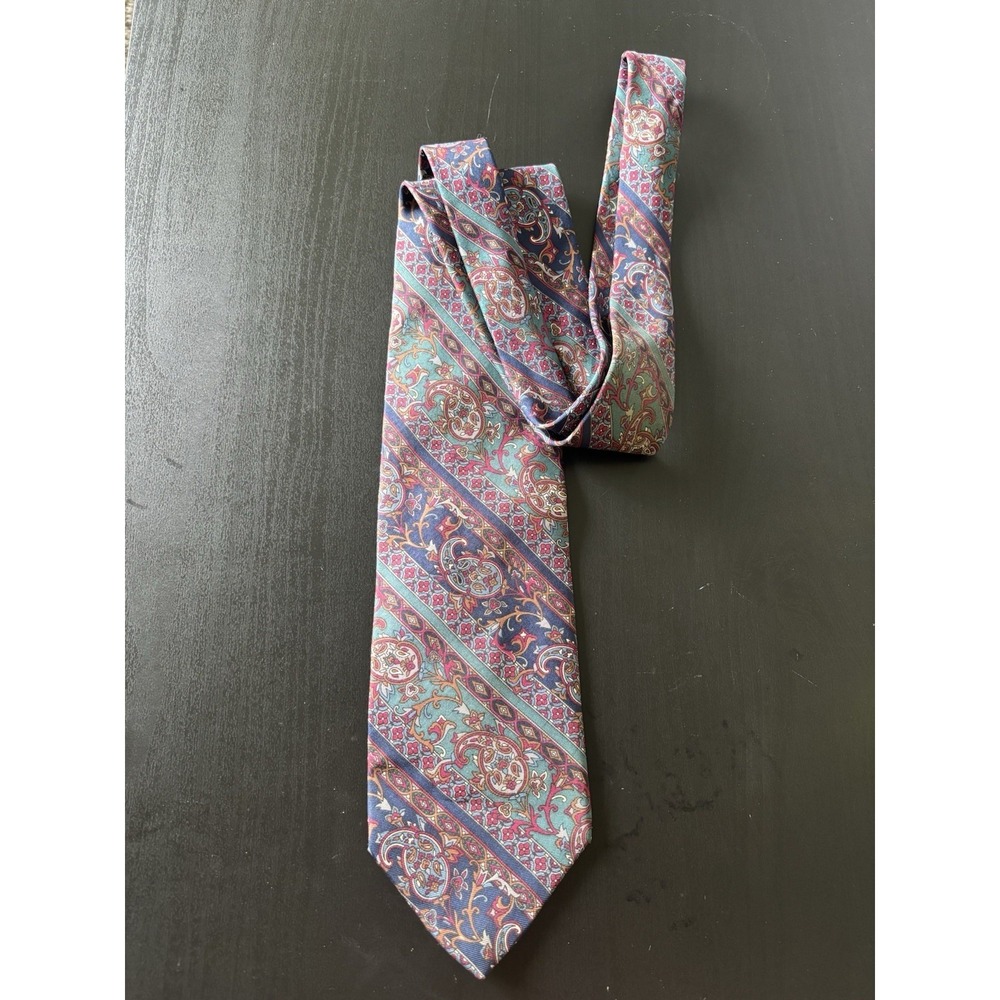 Christian Dior Monsieur Tie Necktie Paisley Print‎ Green / Red / Blue USA Silk
